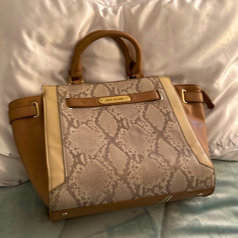 G by Guess lizard skin handbag, two-tone used in good condition